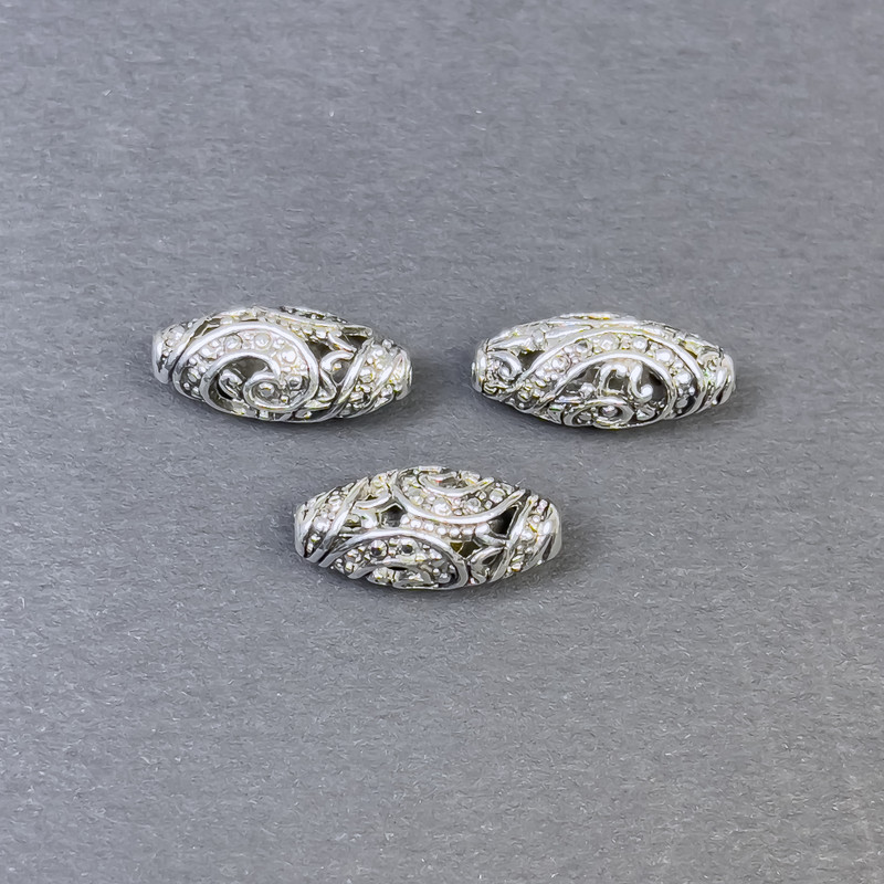 Bead Inlay Findings, metal color Silver, diameter 18x8 mm ± hole ~2 mm ± packaging 3 pcs