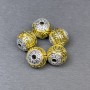 Bead Inlay Findings in Silver-Gold Color, 11x11 mm diameter ±, hole 2.5 mm ±, price per 1 piece