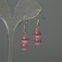 Earrings Cat's Eye Bead 8mm+ Pink Color, 35mm+ length