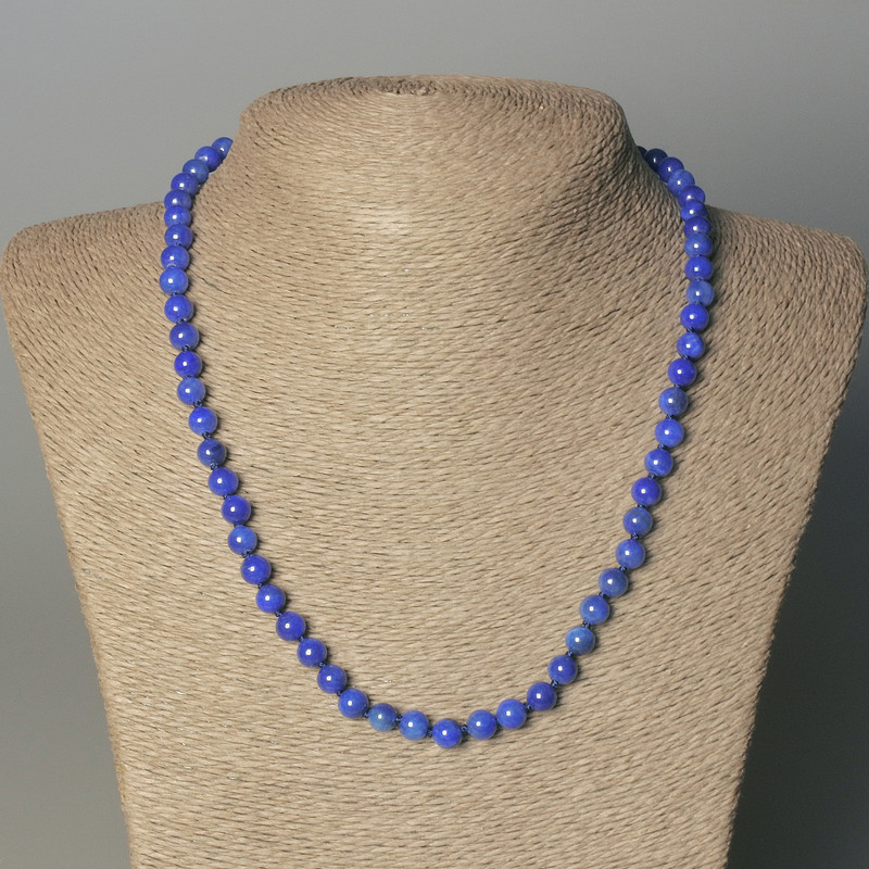 Lapis Lazuli Necklace (individual) smooth bead, 6mm diameter ±, length 50mm ± with clasp