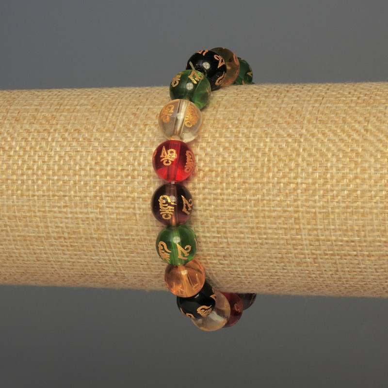Bracelet Glass Smooth Beads, diameter 10mm±, 18cm±, stretchy