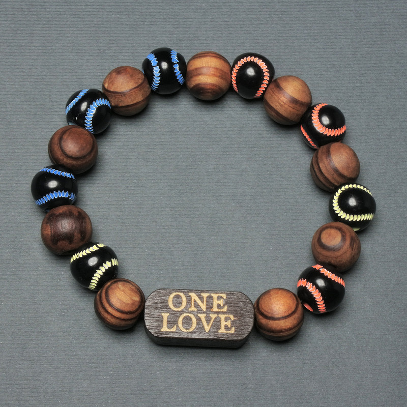 Bracelet with Wooden Beads, diameter 12mm±; inlay wood, diameter 25x11mm±; 18mm±; stretch