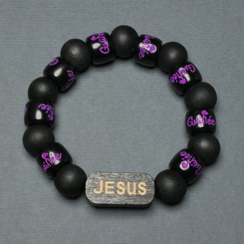 Bracelet with Wooden Beads, diameter 12mm ±, wooden inlay diameter 25x11mm ± 18mm ± stretch