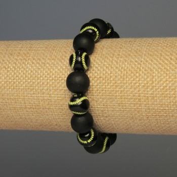 Bracelet with Wooden Beads, 12mm diameter ± ball centerpiece, 12mm diameter ± 18 cm ± stretch