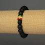 Wood Bead Bracelet, 10mm± wooden beads with 9x8mm± acrylic inlay, 18cm± length, stretch