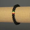 Wood Bead Bracelet with Acrylic Inlay, 8mm± beads, 9x8mm± insert, 18cm± length, Stretch