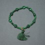 Malachite Coin Bracelet, 8mm coin beads ±, smooth 4mm ±, length 18cm ±, stretch