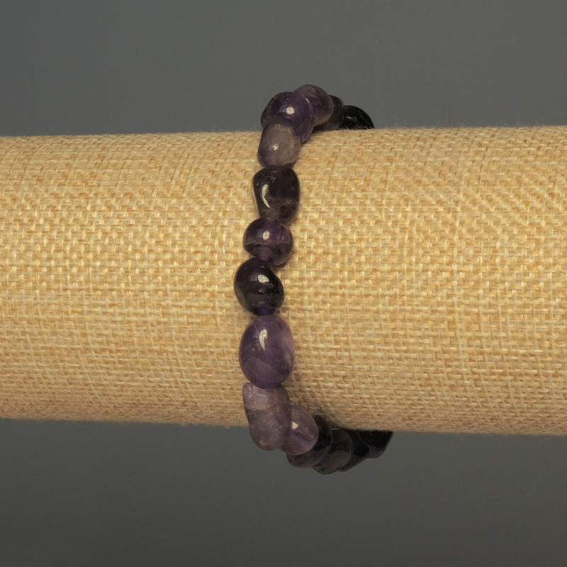 Amethyst Bead (Tumbled) Bracelet, 8x8 mm, stretch, 18 cm