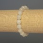 Bracelet White Quartz Faceted Round Bead, 10mm diameter, length 18in (±), stretch