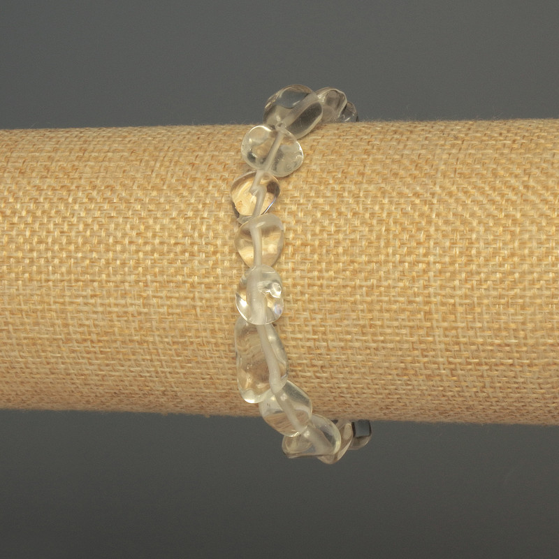 Bracelet Mountain Crystal tumbled beads, diameter 8-12x9mm+-, length 18cm+-, stretch