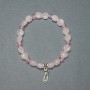 Bracelet Pink Quartz Coin 8mm+-, thickness 5mm+-, Czech crystal rondelle 5x4, 5mm+-, length 18cm+- elastic