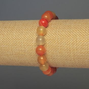 Carnelian Bead Bracelet Smooth Ball, 10mm diameter +/-, 18cm length +/- Stretch
