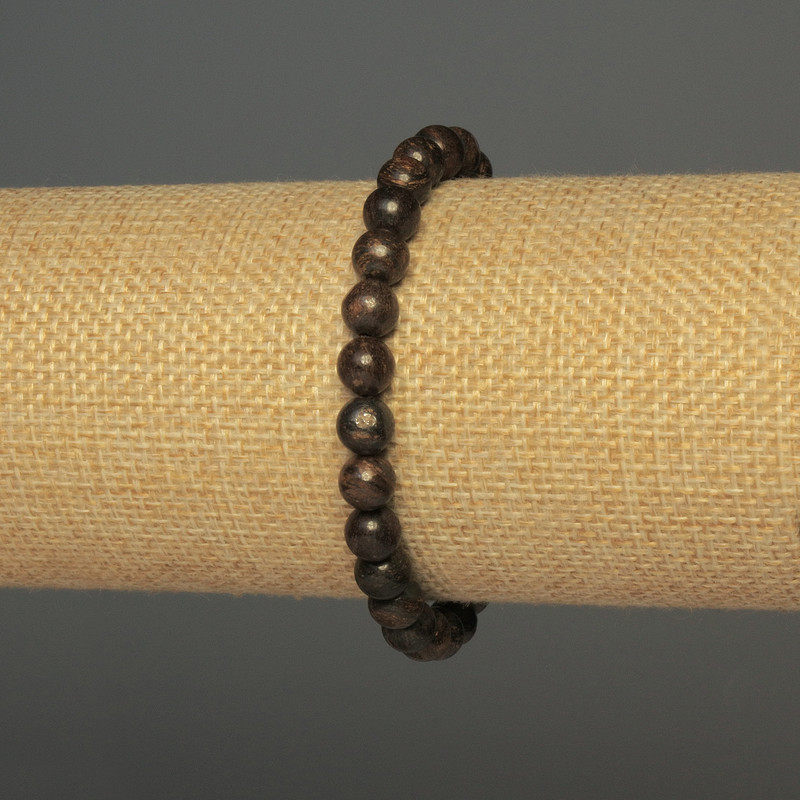 Bronzite Bracelet with Smooth Round Beads, 6mm± diameter, 18cm±, Elastic