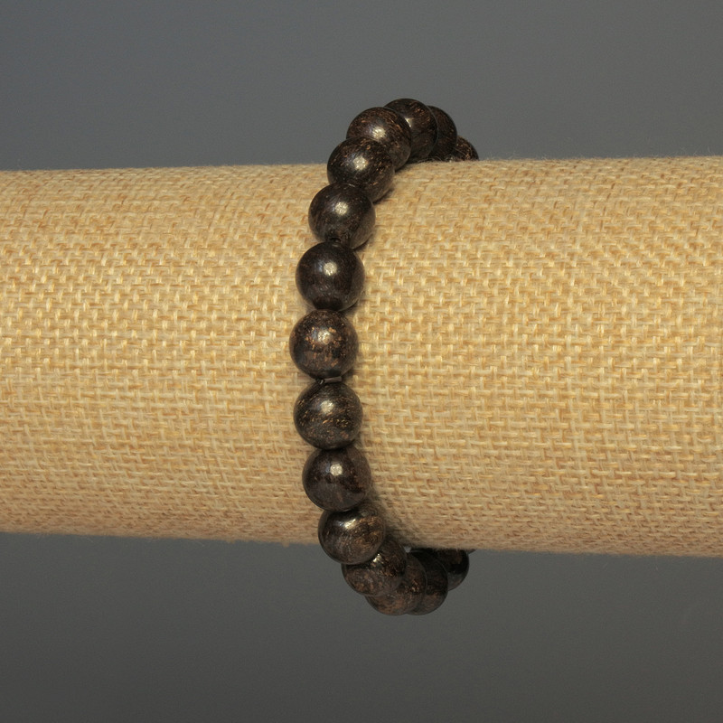Bronzite Bead Bracelet, smooth spheres 8mm±, 18cm±, stretch