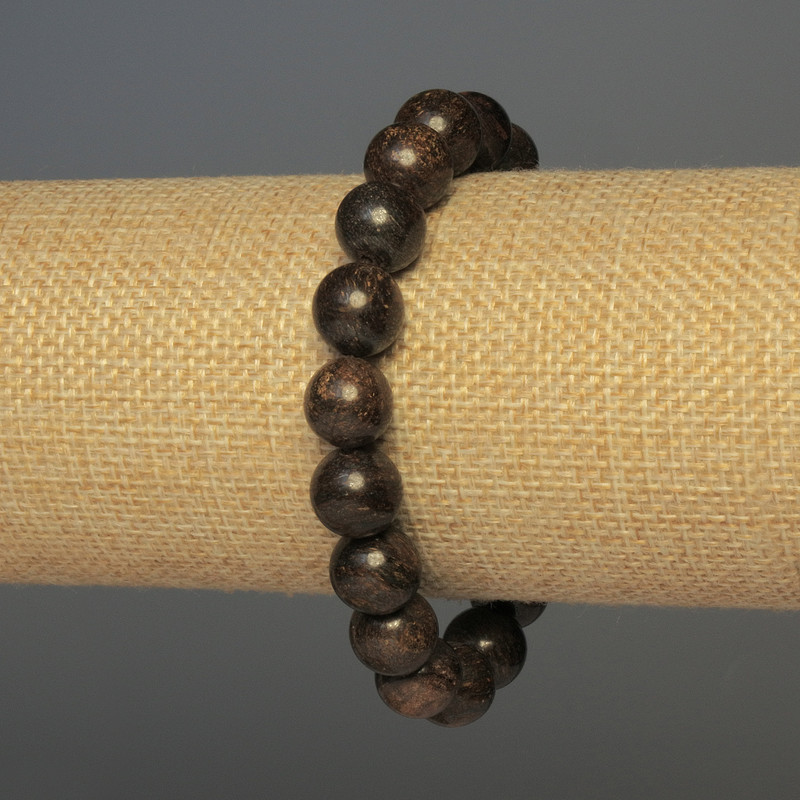 Bronzite Bracelet Smooth Bead, 10mm± Diameter, 18cm± Stretch