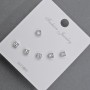 Post Earrings 3.5 mm+ Silver Metal with White Rhinestones
