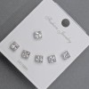 Stud Earrings 5mm+- Silver-Tinish Metal with White Rhinestones