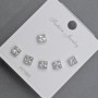 Stud Earrings 5mm+- Silver-Tinish Metal with White Rhinestones