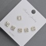Stud Earrings 5mm+ golden metal white rhinestones