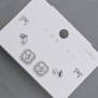 Earrings, Studs, Clover, White Crystals, Silver Metal, 10mm