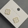 Earrings 'Clover' Studs 12mm±, Mother-of-Pearl Finish, Gold-tone Metal