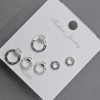 Stud Earrings in Silver-Tone Metal with White Rhinestones