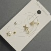 Posts and Ear Studs with Gold-Tone Metal and White Rhinestones