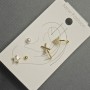 Posts and Ear Studs with Gold-Tone Metal and White Rhinestones