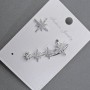 Stud Earrings with Café on Ear Silver Metal 12x32mm+- White Crystals