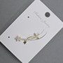 Stud Earring with Café on Ear Silver Metal 11x28mm+- White Rhinestones