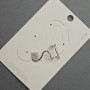 Earring 'Café' stud in silvered metal 16x28 mm ± white rhinestones