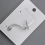 Cafeearring 'Snake' on the ear in silver metal 14x30 mm± white and green rhinestones