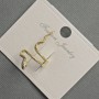 Earring Cafe 'Snake' on Ear Lobe with Green Rhinestones and Gold-Tone Metal 13x26mm+