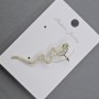 Cafe stud earring on a golden-colored metal, length 41mm±, white and green rhinestones