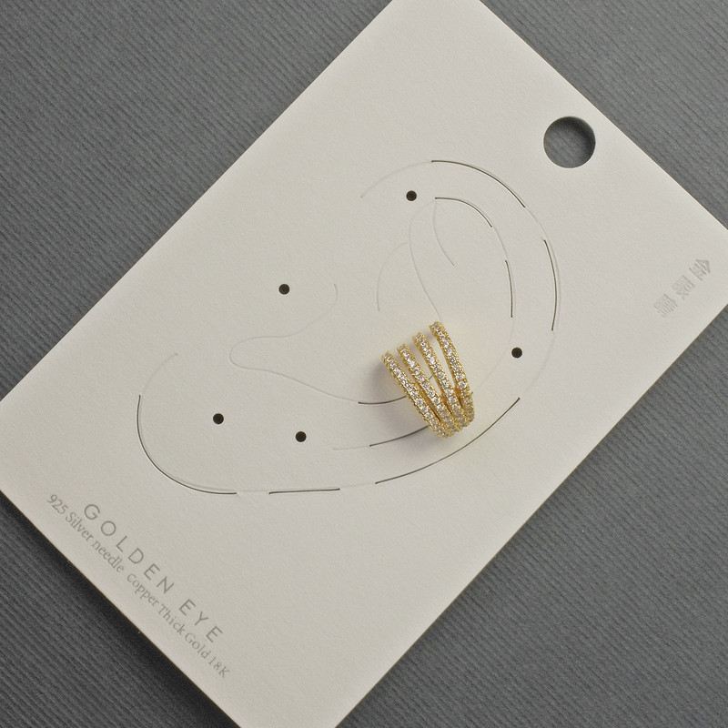 Earring Café on Ear Gold-tone Metal 10x14mm+- White Crystals