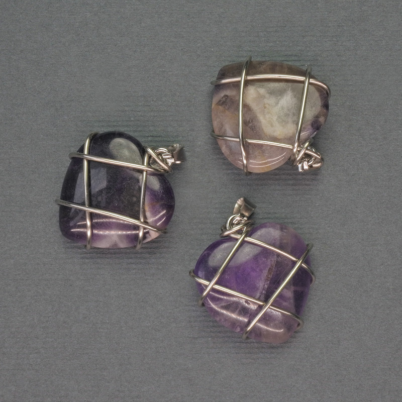 Pendant Heart Amethyst in Silver Weave, diameter 21x21mm±, length 27mm±