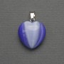 Heart Pendant Cat's Eye Purple Silver Metal, 20x20mm ±, length 30mm ±