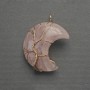 Pendant Moon Rose Quartz in Golden Wire Wrap, diameter 35mm±, length 45mm±