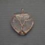 Pendant Heart Pink Quartz in Golden Wire Wrapping, diameter 30x30mm±, length 37mm±