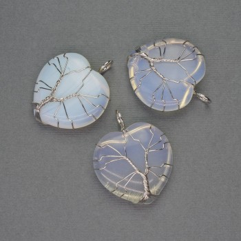 Pendant Heart Moonstone in a silver-plated setting, diameter 30x30mm±, length 37mm±