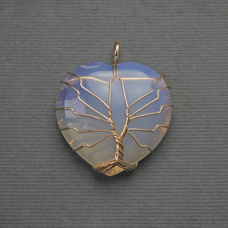 Pendant Heart Moonstone in Gold Plating, diameter 30x30 mm±, length 37 mm±