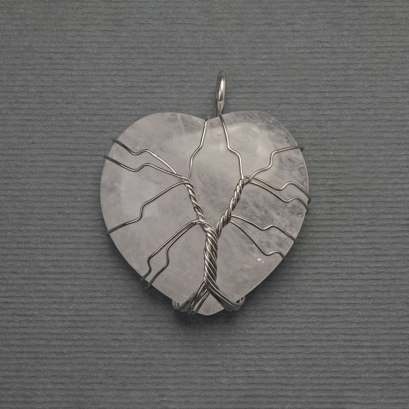 Pendant Heart Mountain Crystal in Silver Filigree, diameter 30x30mm±, length 37mm±
