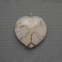 Pendant Heart Mountain Crystal in Golden Wire Wrapping, diameter 30x30mm±, length 37mm±