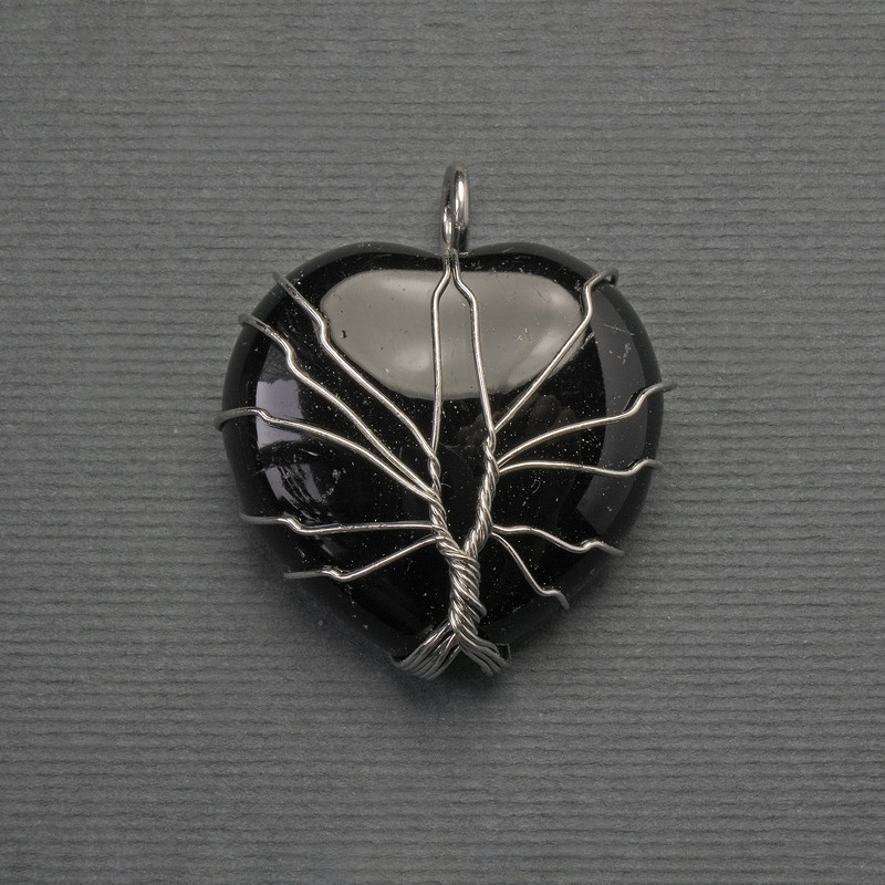 Pendant Heart of Agate in Silver Plating, diameter 30x30mm±, length 37mm±