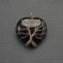 Pendant Heart of Agate in golden weaving, diameter 30x30mm ±, length 37mm ±