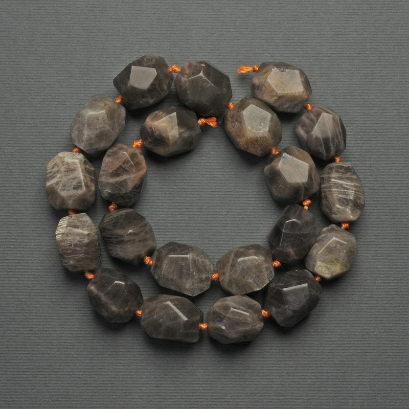 Sunstone Beads Multisided 17x13 mm on Thread, 42 cm length