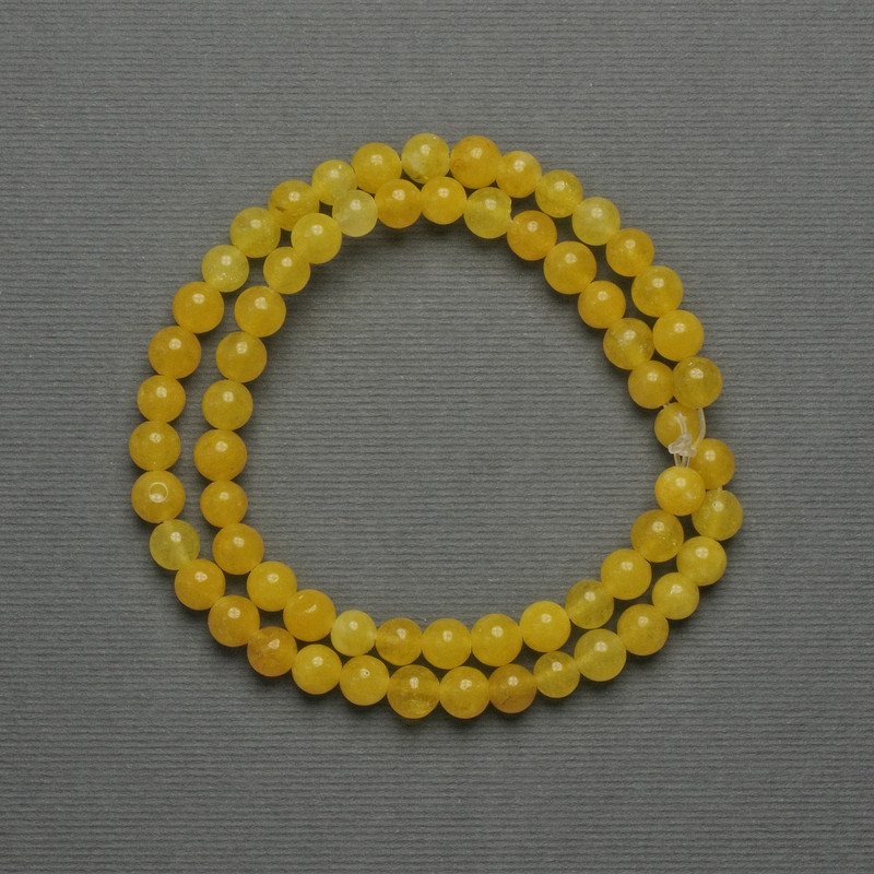 Citrine Beads (IMI) Smooth Round Bead, 6mm± Diameter, on Thread, 37cm+ Length