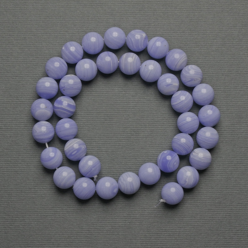 Agate Beads (natural) smooth ball, diameter 10mm± on thread, length 37cm+