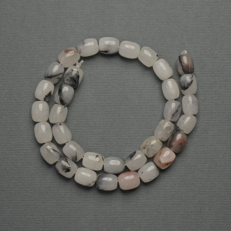 Agate Barrel Beads, 10x8mm, on Thread, length 38 cm