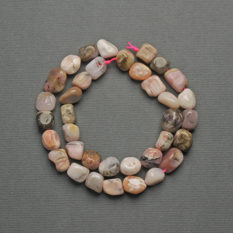 Pink Opal Faceted Beads, 11x10mm ± diameter, on thread, length 40cm+